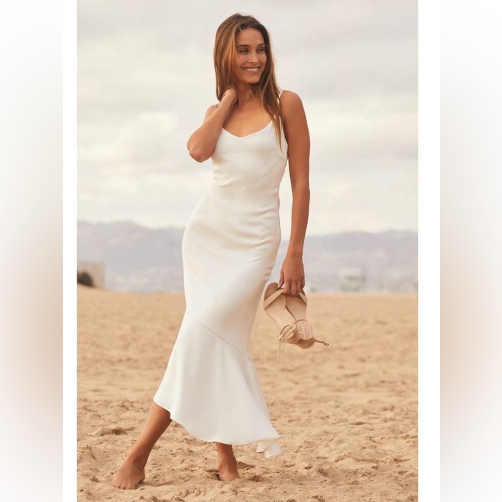 Lulu's Strictly Romance White Spaghetti Strap Midi Dress